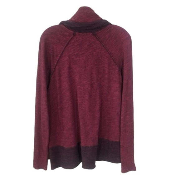 FREE PEOPLE BEACH Cowl Neck Cocoon Pullover Tee Sweater OS Burgundy Red funnel - Picture 5 of 11